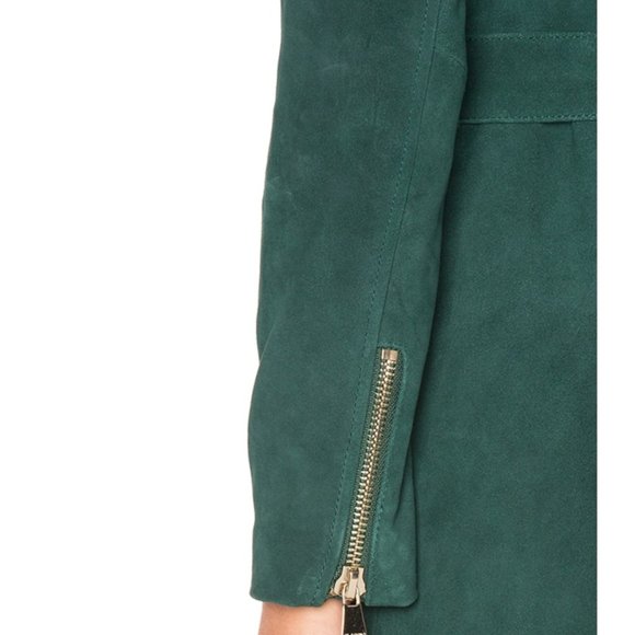 X BY NBD Nicole Petrol Green Suede Coat Dress - Picture 5 of 7